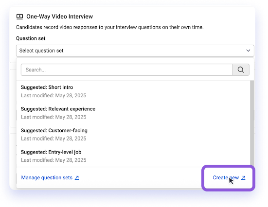 One-Way Video Interview Question Set