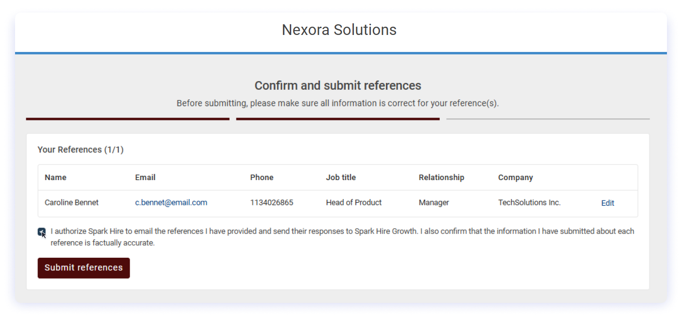 Automated Reference Check process – Spark Hire